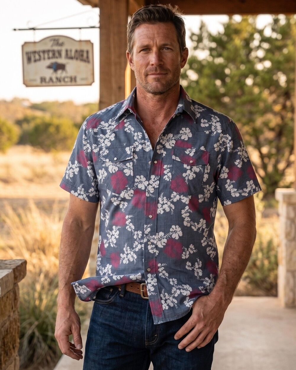 Western Aloha Tahitian Pareu Pearl Snap Shirt USA Made NWT Large